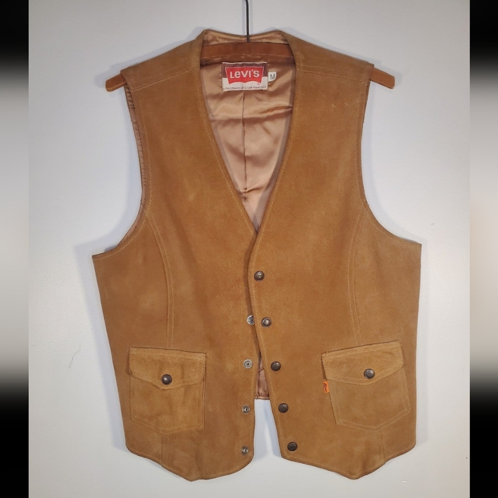 LEVI'S Vintage 1960's Leather Tan Suede Vest  Medium